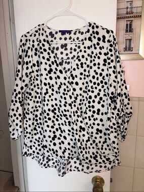West Kei Black and White Polka Dot Wrap Tunic